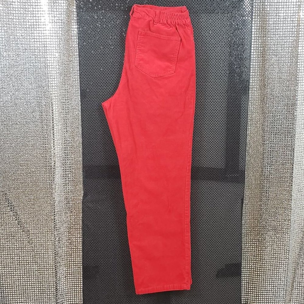 Red Corduroy Pants w/ partial Elastic Waistband